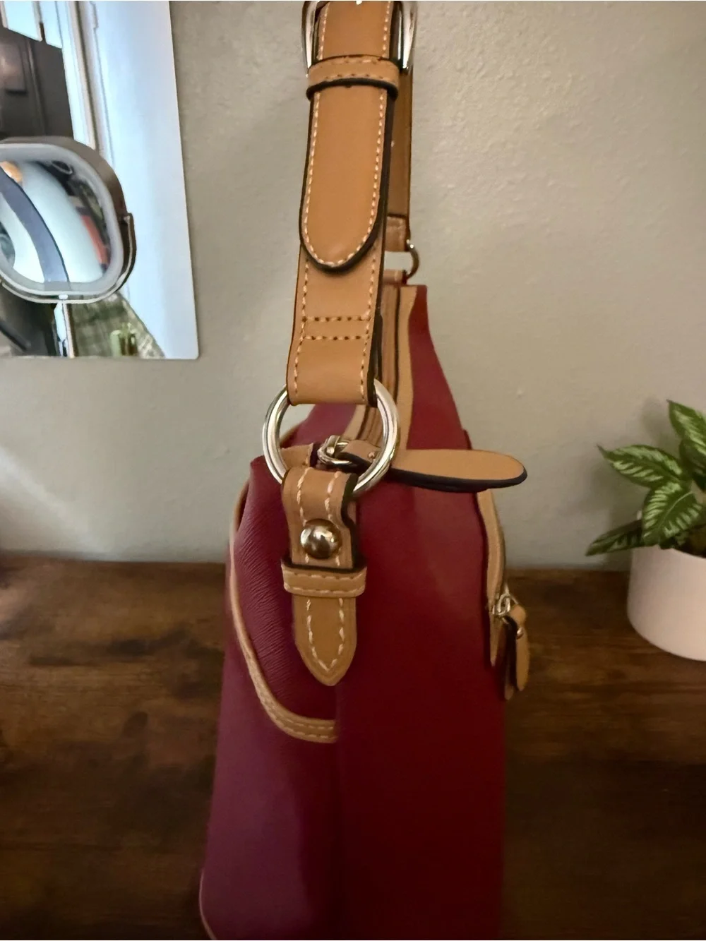 Giani Bernini Burgundy & Tan Hobo Shoulder Bag